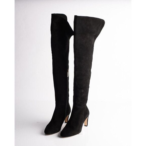 L'AGENCE Womens Black Suede Over the knee Boots EU 36 US 6 Low Heel New in Box - Picture 4 of 9